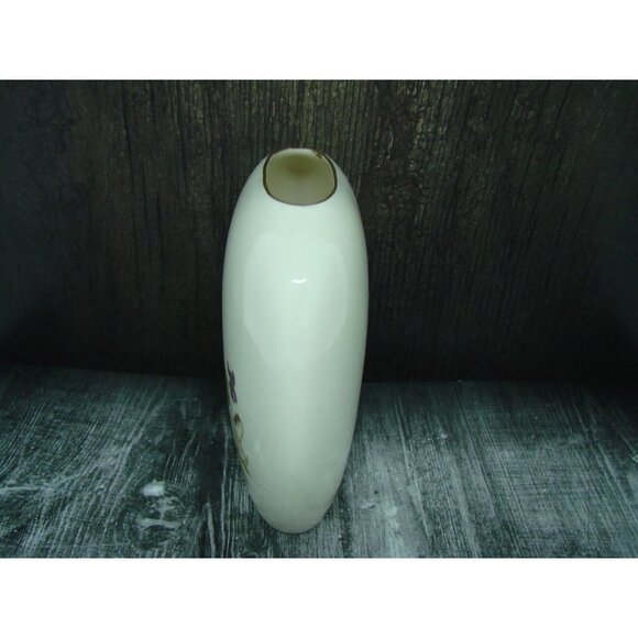 Vintage Otagiri Oval Bud Vase Handpainted Violet Purple Flowers Gold Trim Marked - Picture 2 of 11